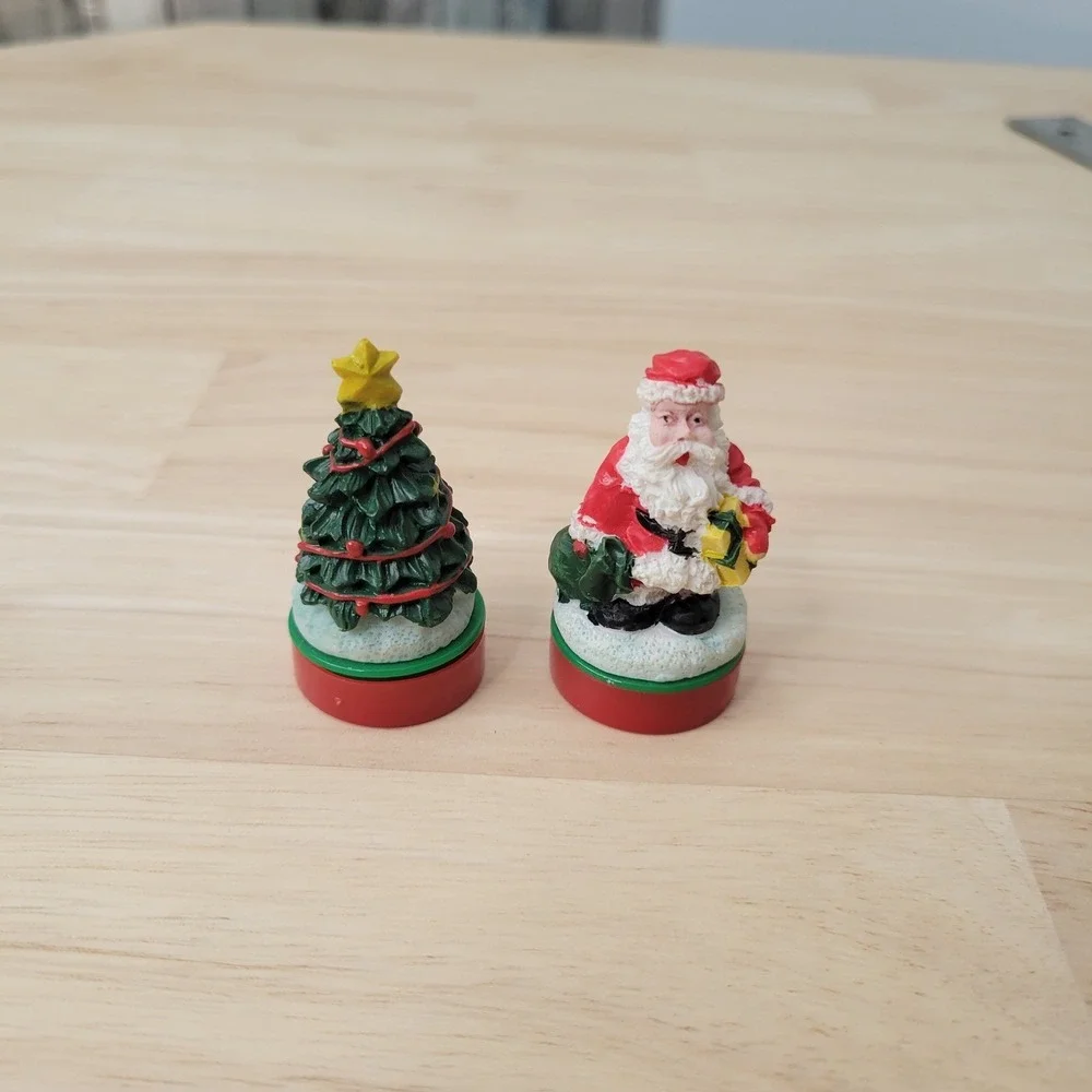 Mystic Industries Christmas Figurines Santa Claus &Tree Miniatures Holiday Decor